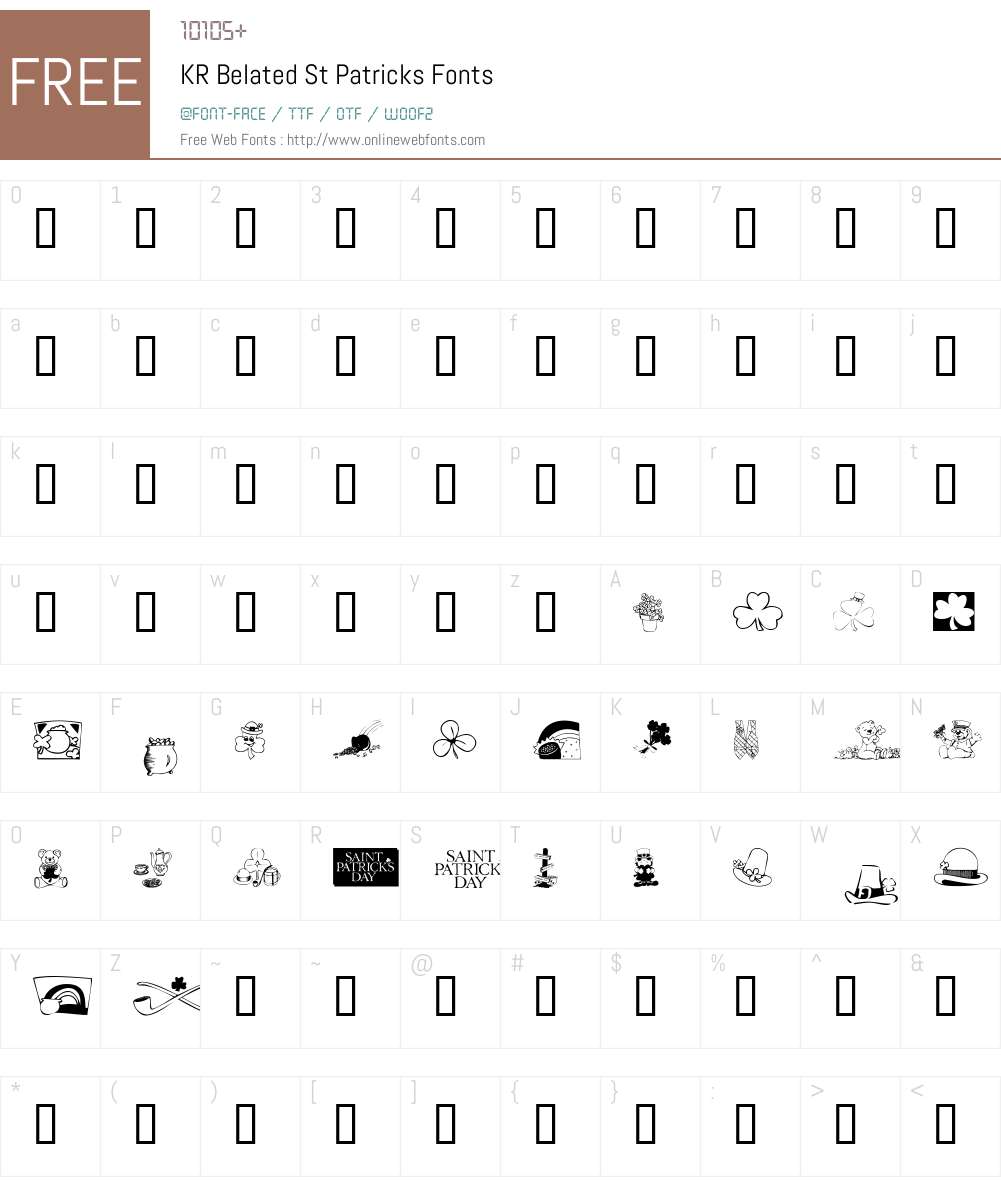KR Belated St Patricks Font Screenshots