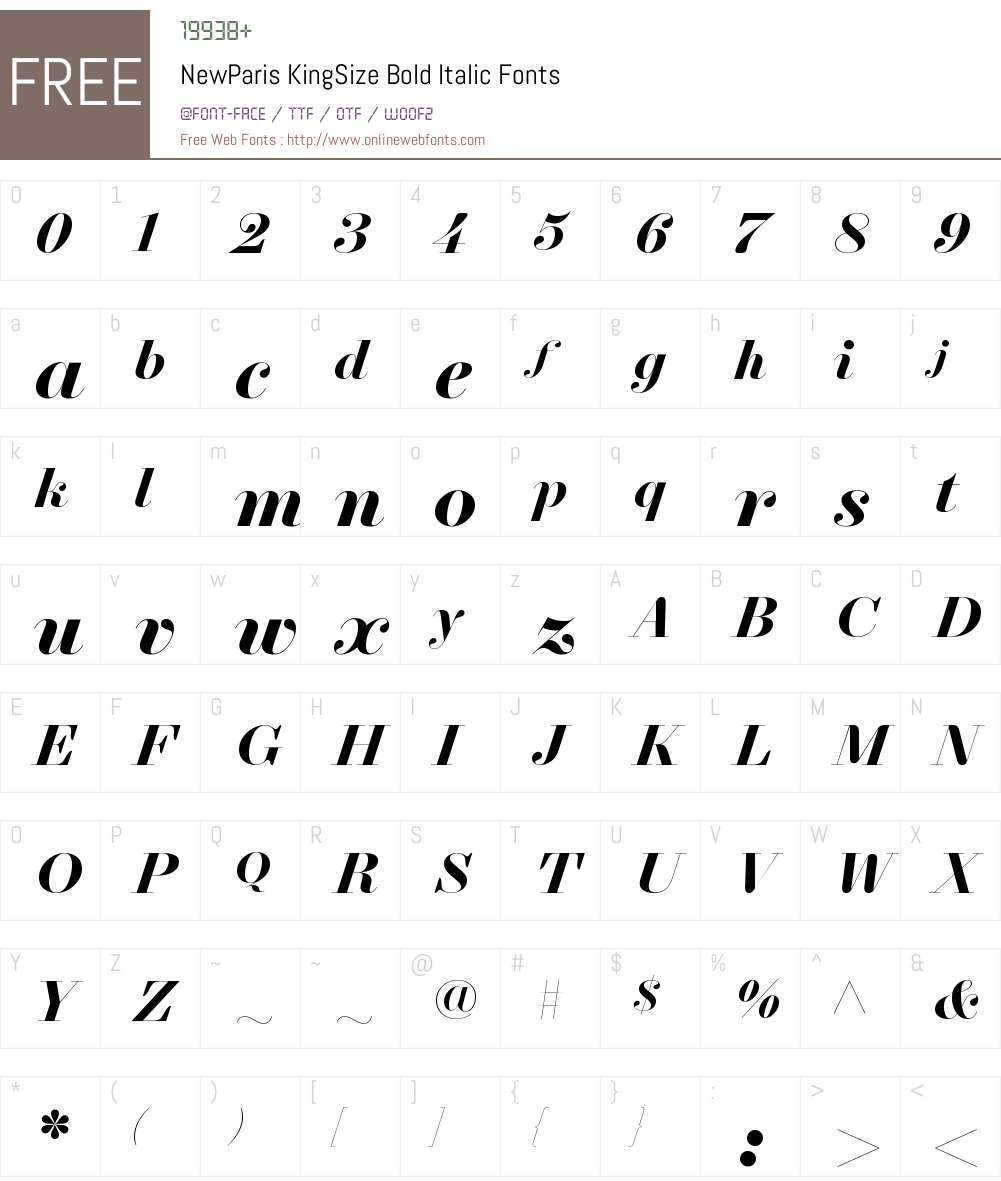 NewParis KingSize Bold Italic Font Screenshots