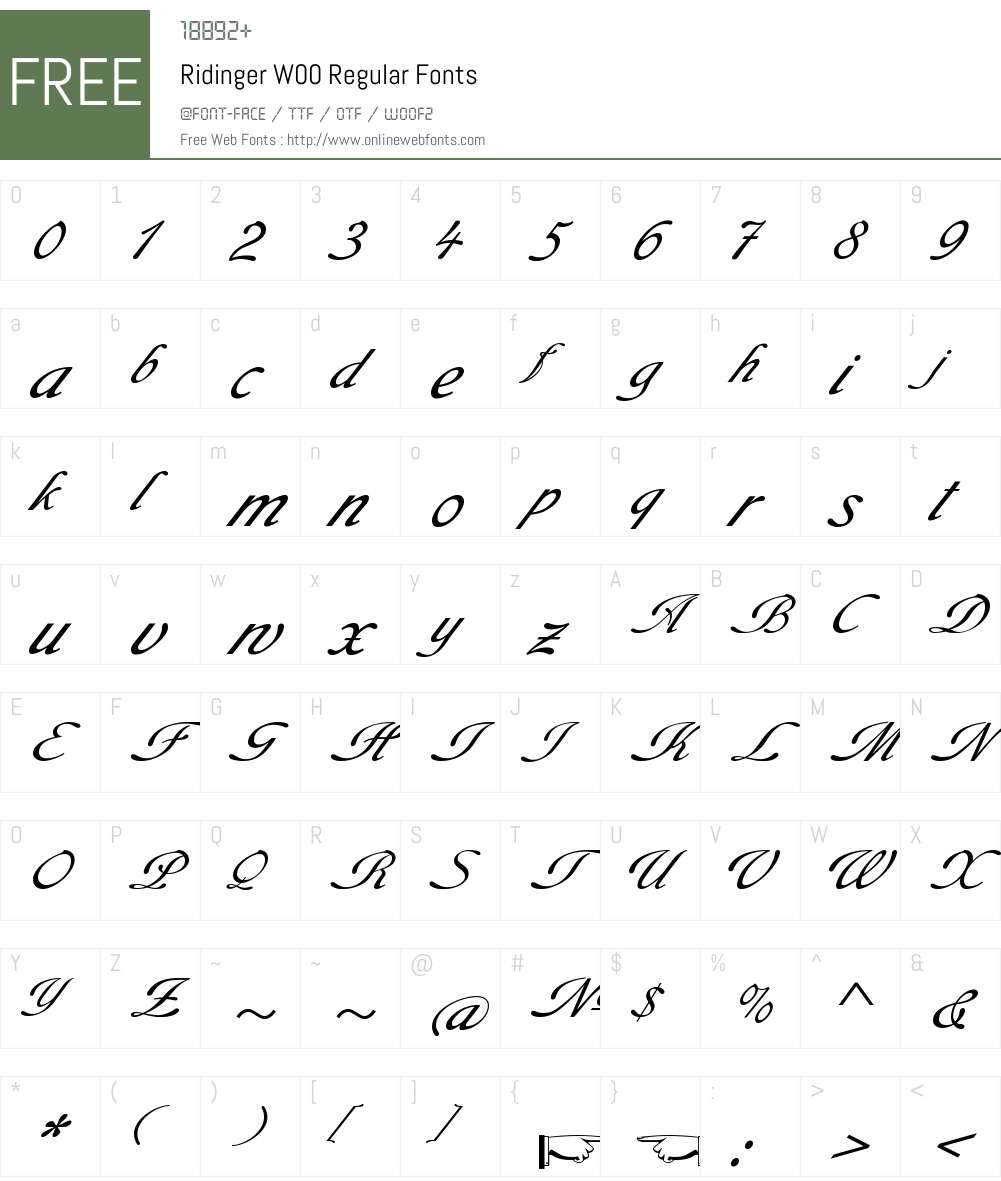 RidingerW00-Regular Font Screenshots
