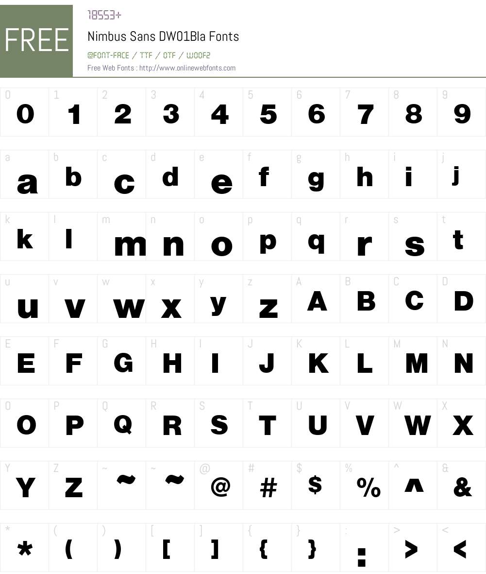 NimbusSanDW01Bla Font Screenshots