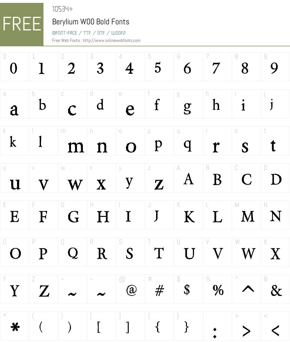BeryliumW00-Bold Font Screenshots