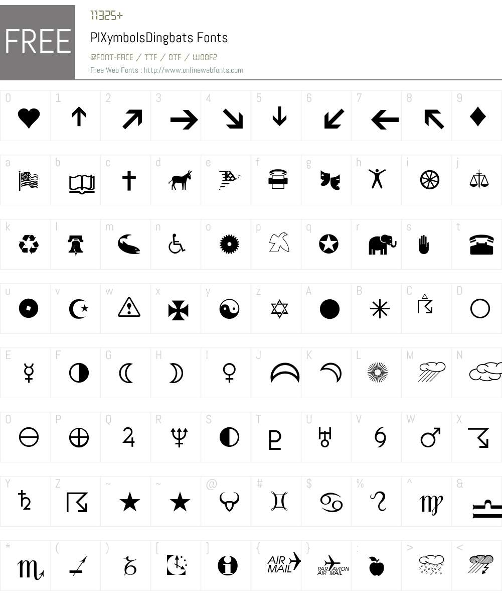 PIXymbolsDingbats Font Screenshots