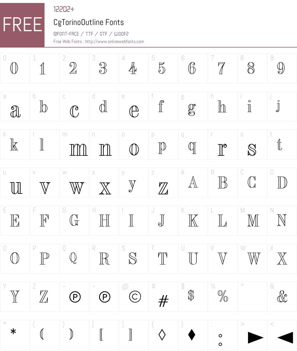 CgTorinoOutline Font Screenshots