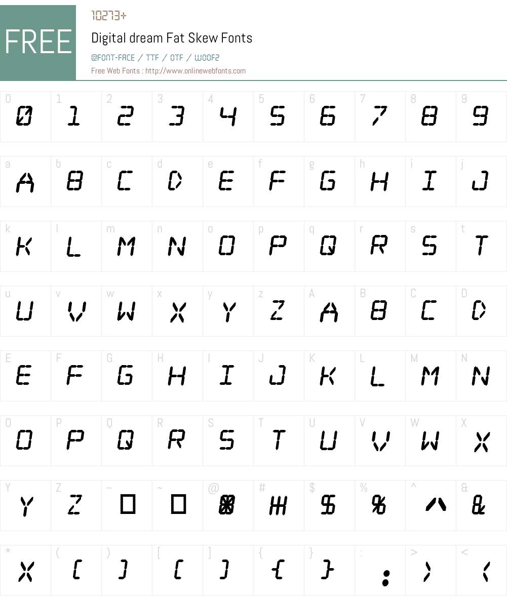 Digital dream Fat Skew Font Screenshots