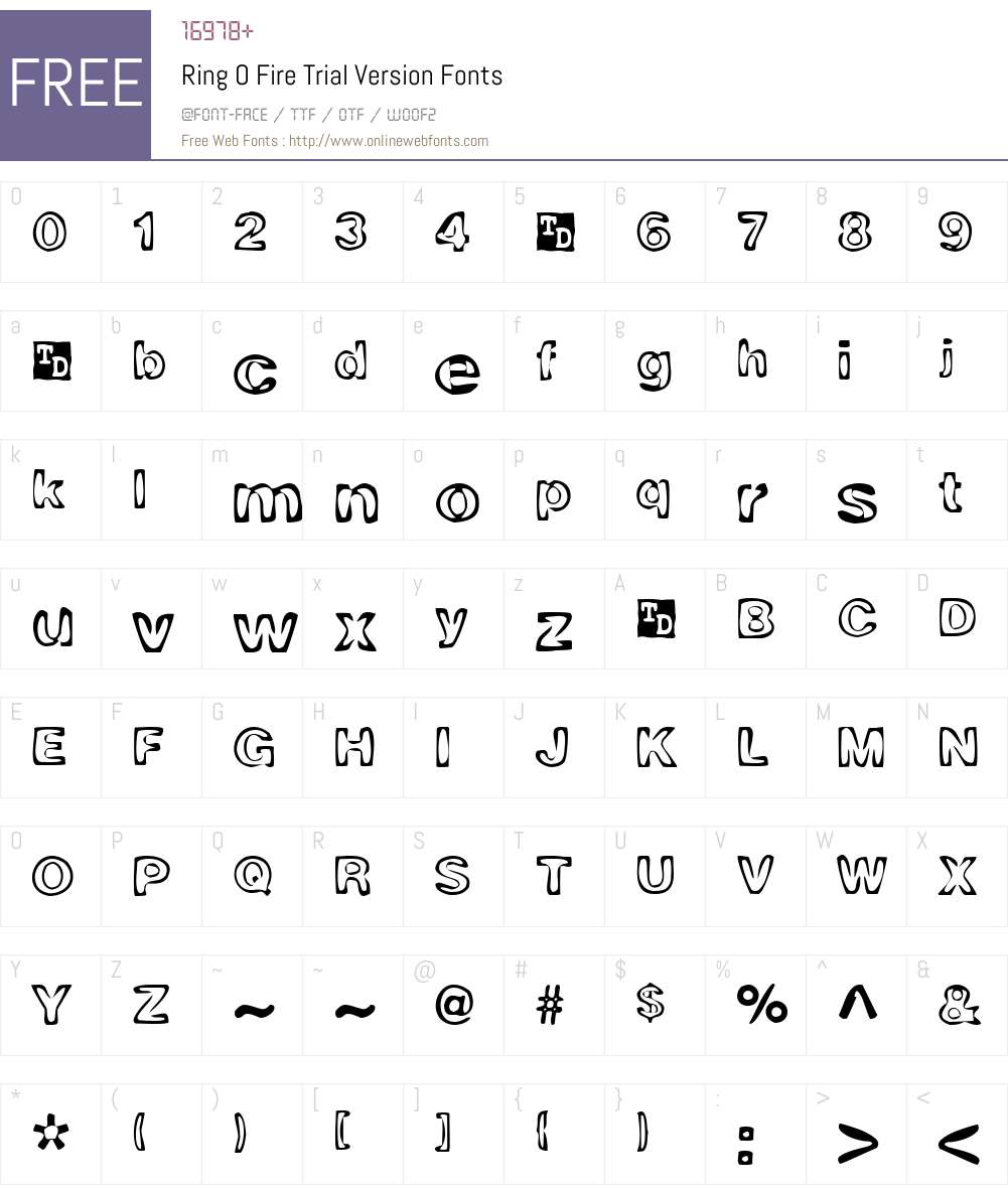 Ring O Fire Trial Version Font Screenshots