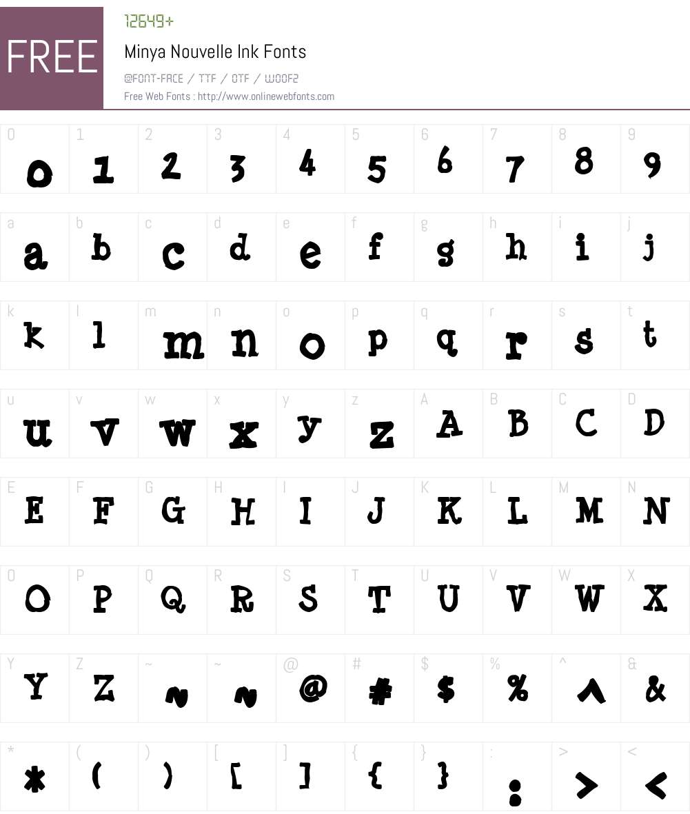 Minya Nouvelle Ink Font Screenshots