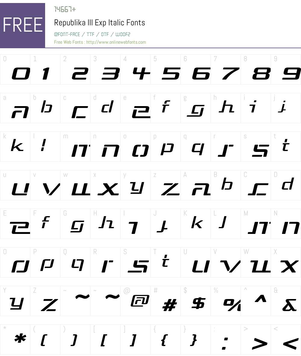 Republika III Exp Font Screenshots