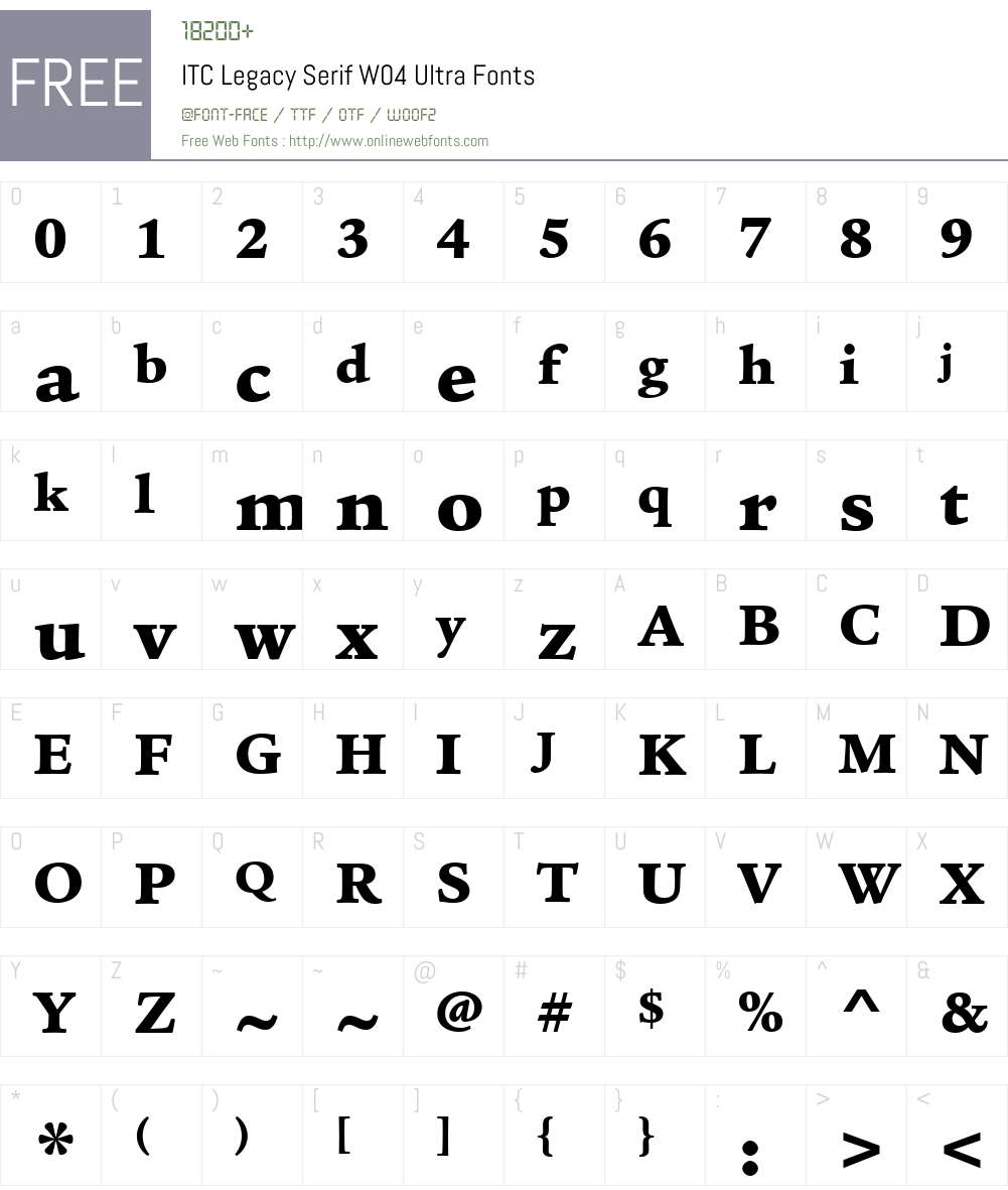 ITC Legacy Serif Font Screenshots