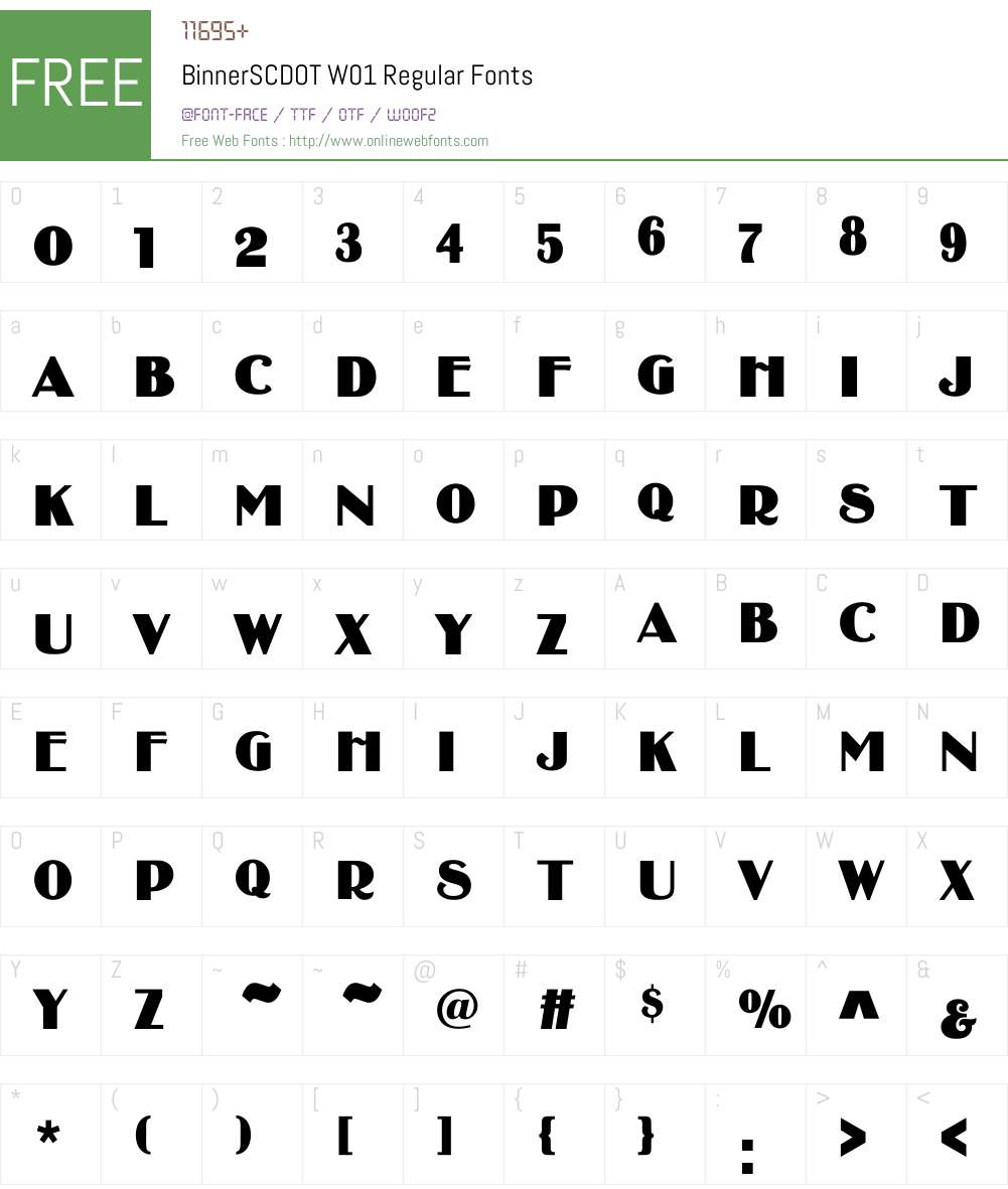 BinnerSCDOTW01-Regular Font Screenshots