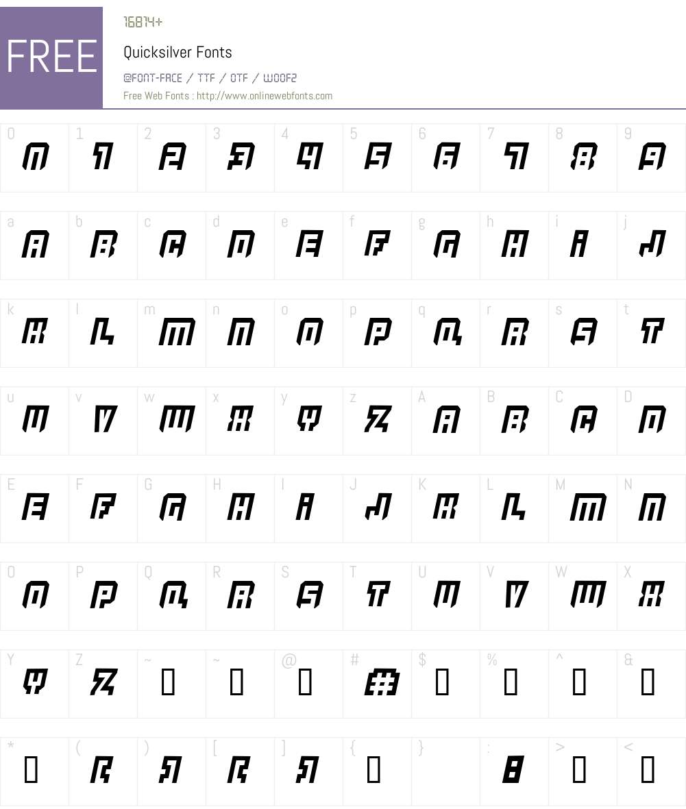 Quicksilver Font Screenshots