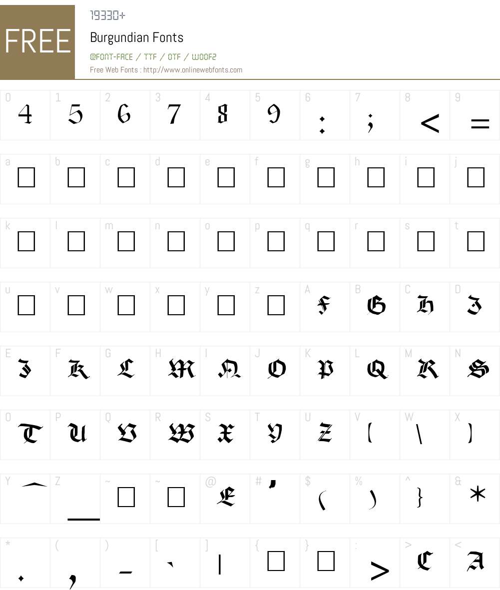 Burgundian Font Screenshots