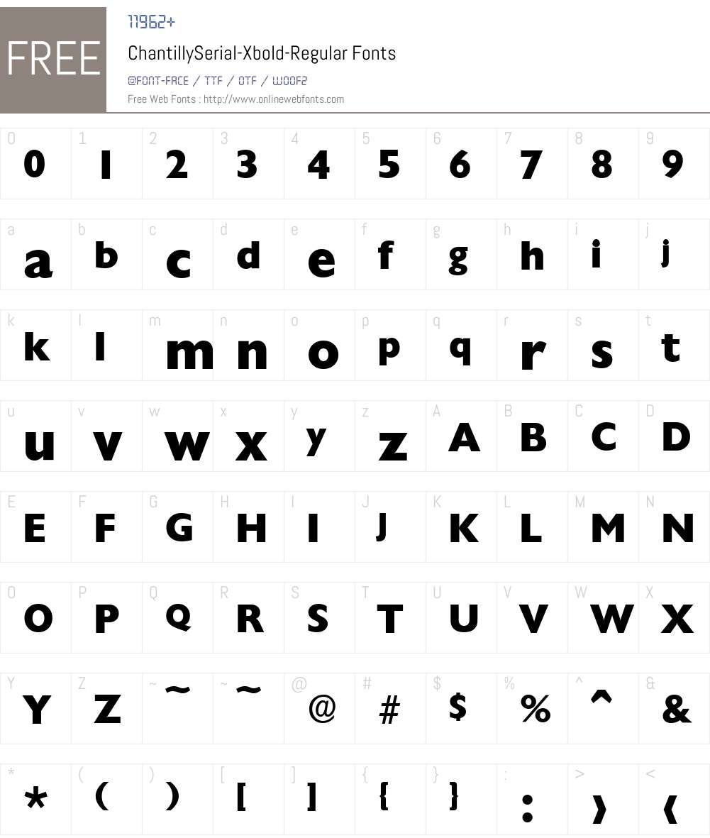 ChantillySerial-Xbold Font Screenshots