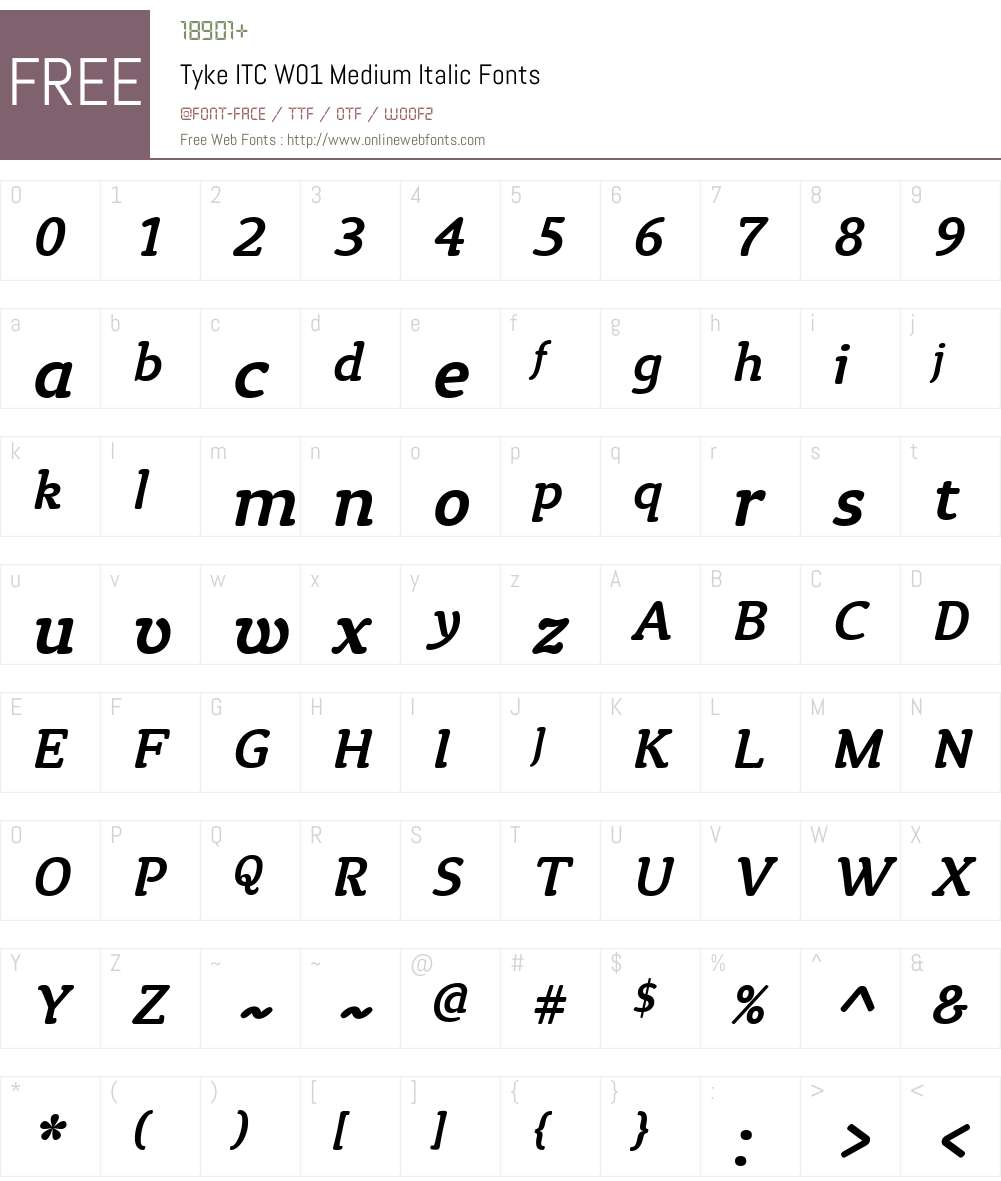 ITC Tyke Font Screenshots