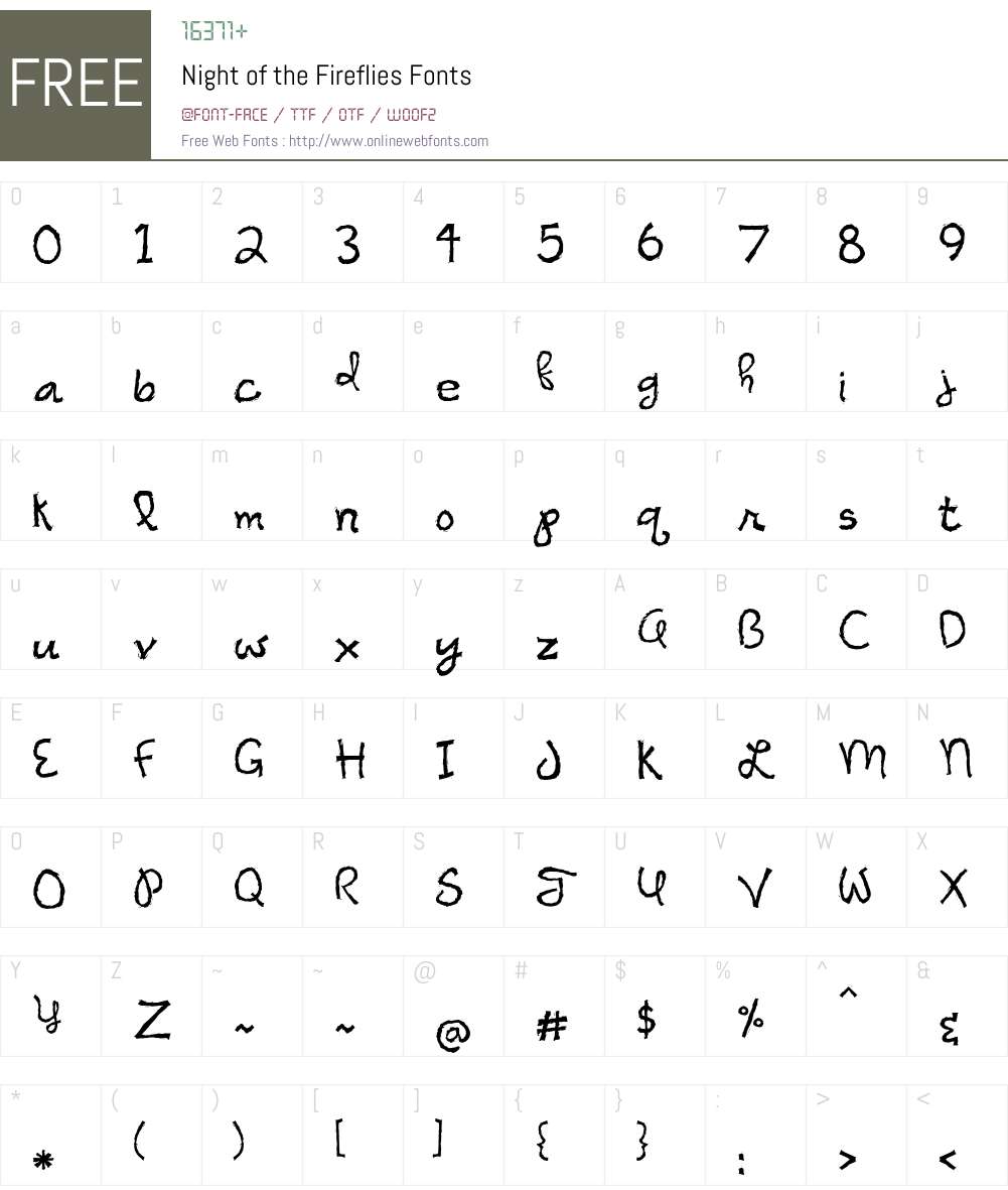 Night of the Fireflies Font Screenshots