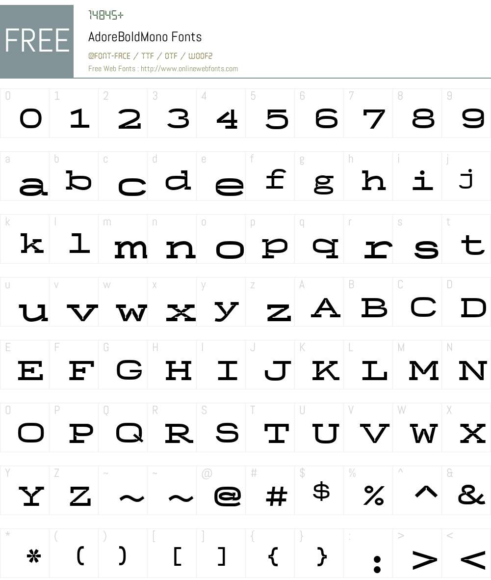 AdoreMonoW00-Bd Font Screenshots