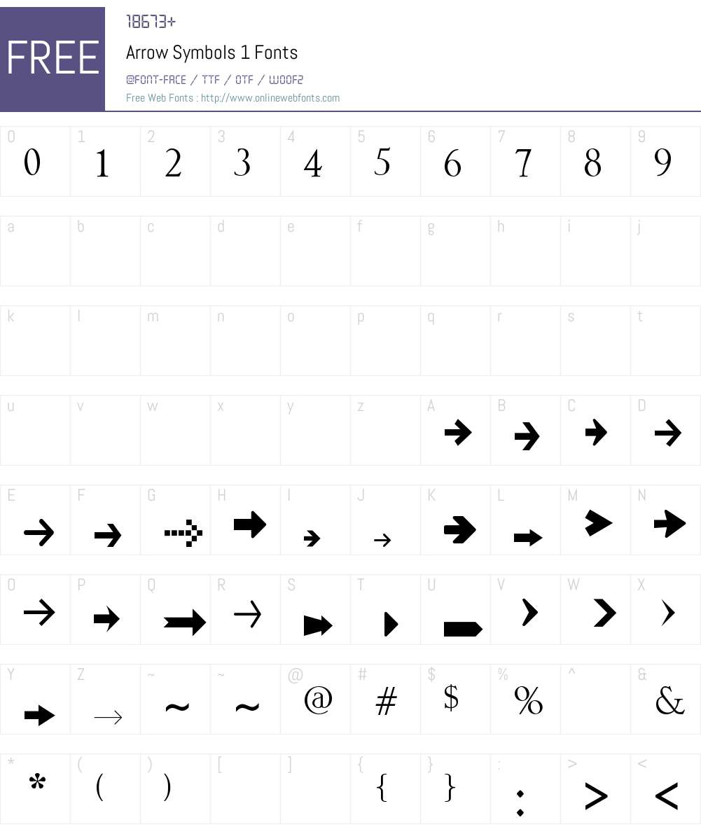 Arrow Symbols 1 Font Screenshots