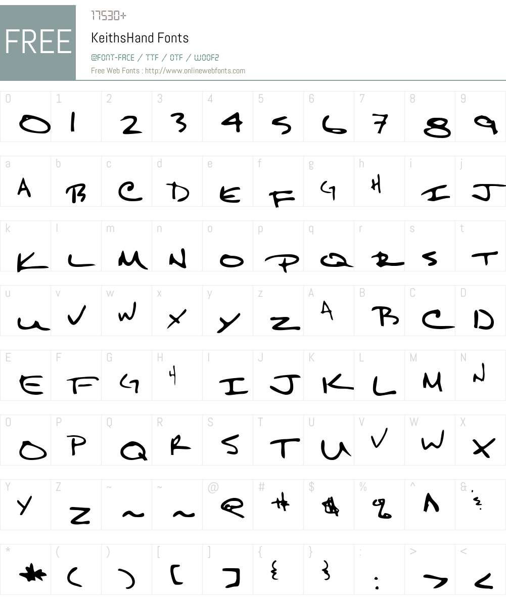 KeithsHand Font Screenshots