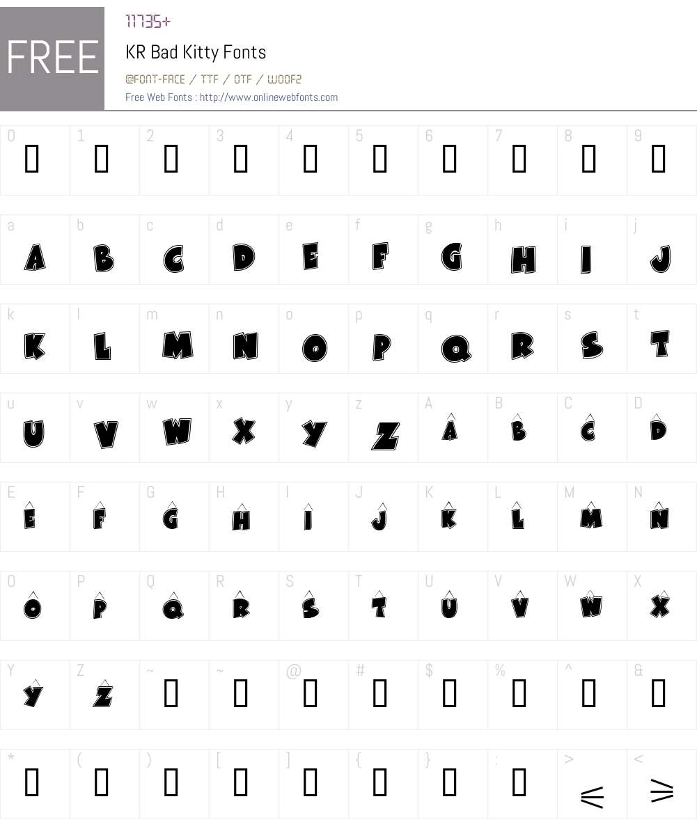 KR Bad Kitty Font Screenshots