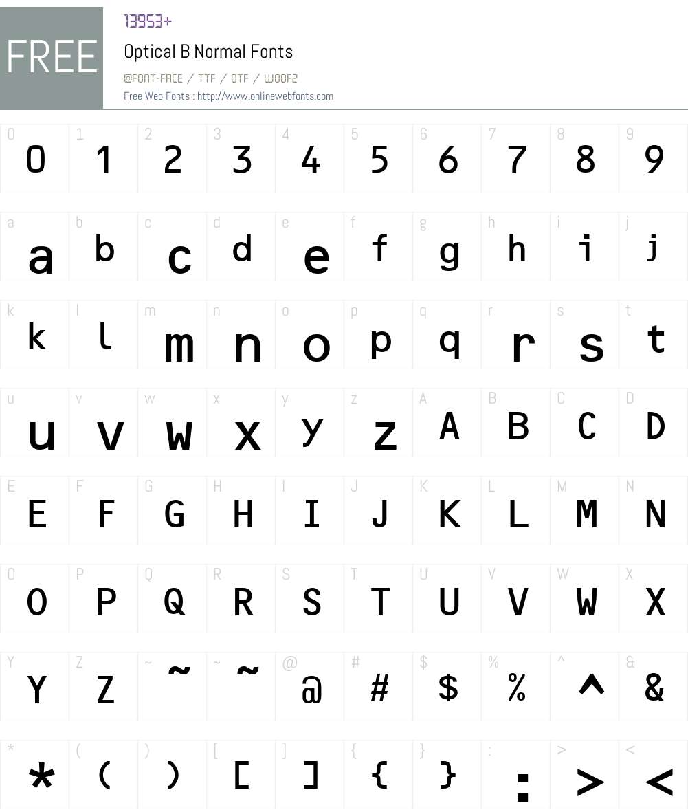 Optical B Font Screenshots