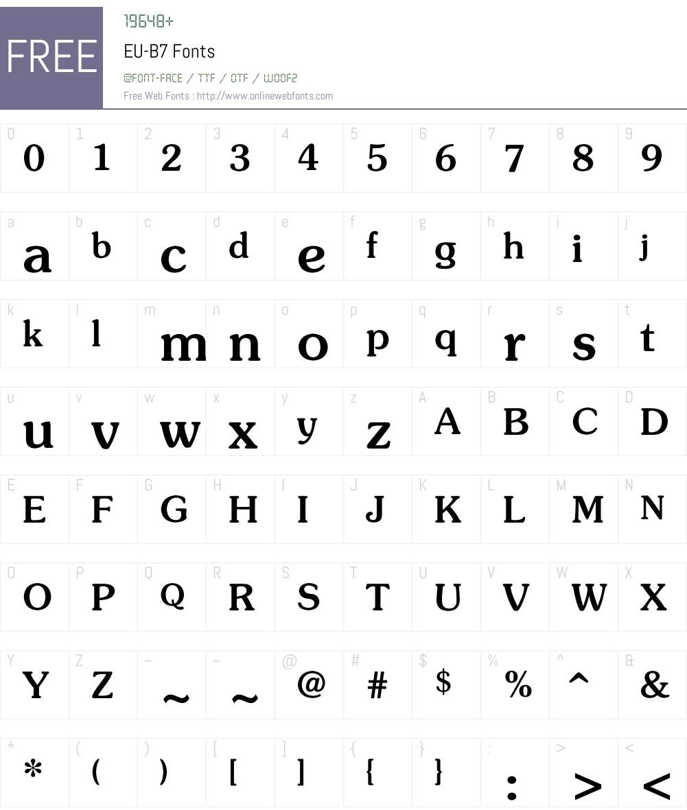 EU-B7 Font Screenshots