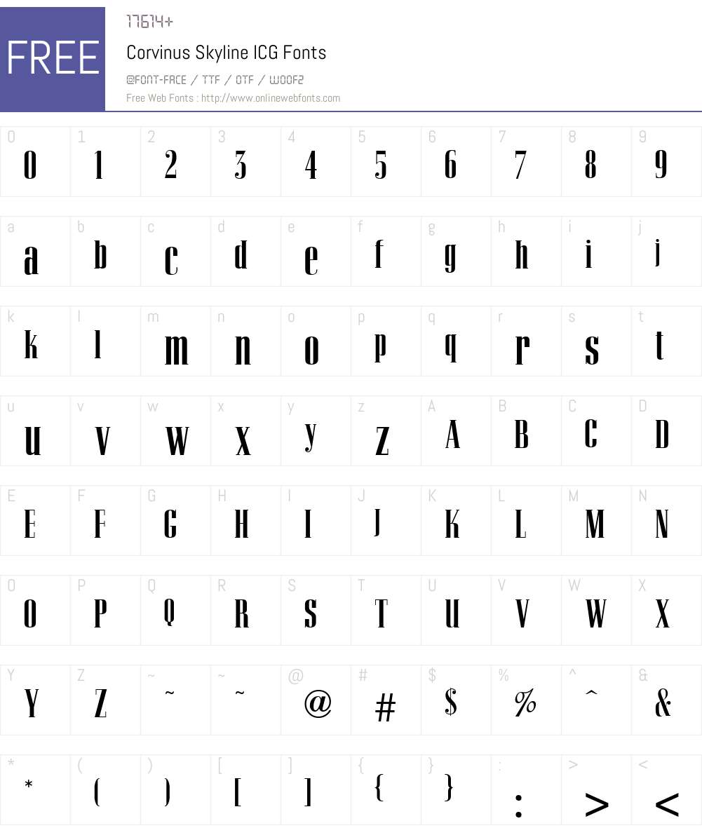 Corvinus Skyline ICG Font Screenshots
