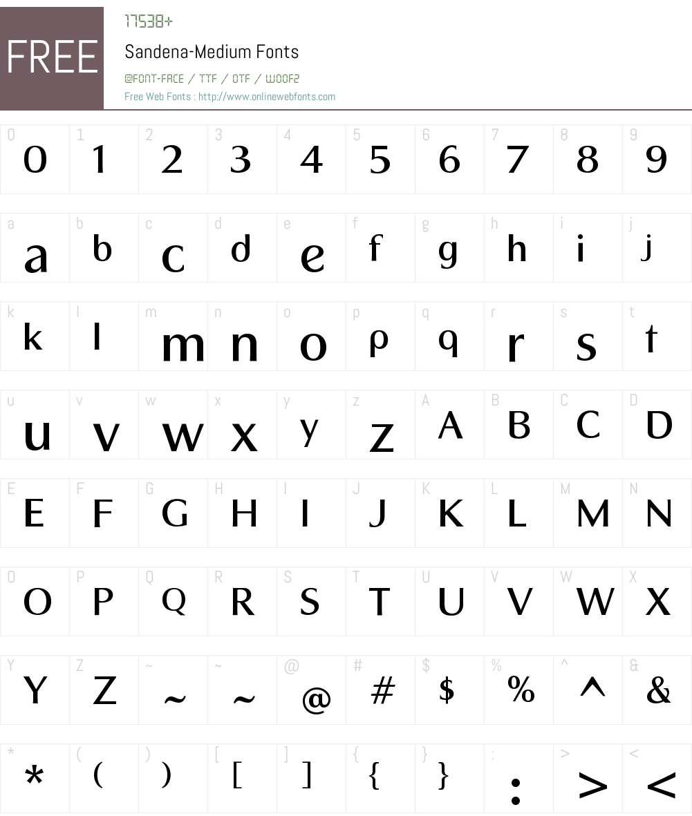 Sandena Medium Font Screenshots