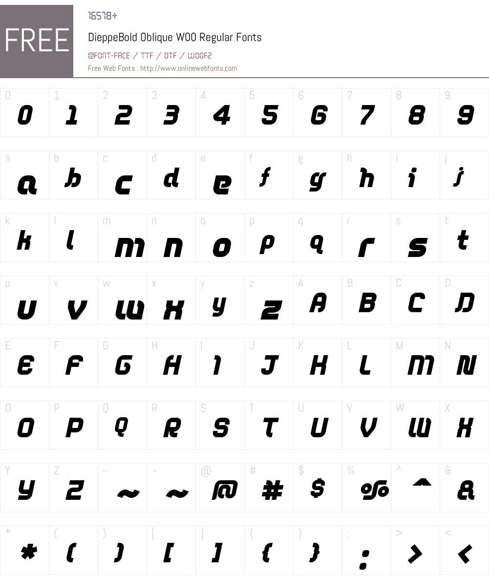 DieppeBold Oblique Font Screenshots
