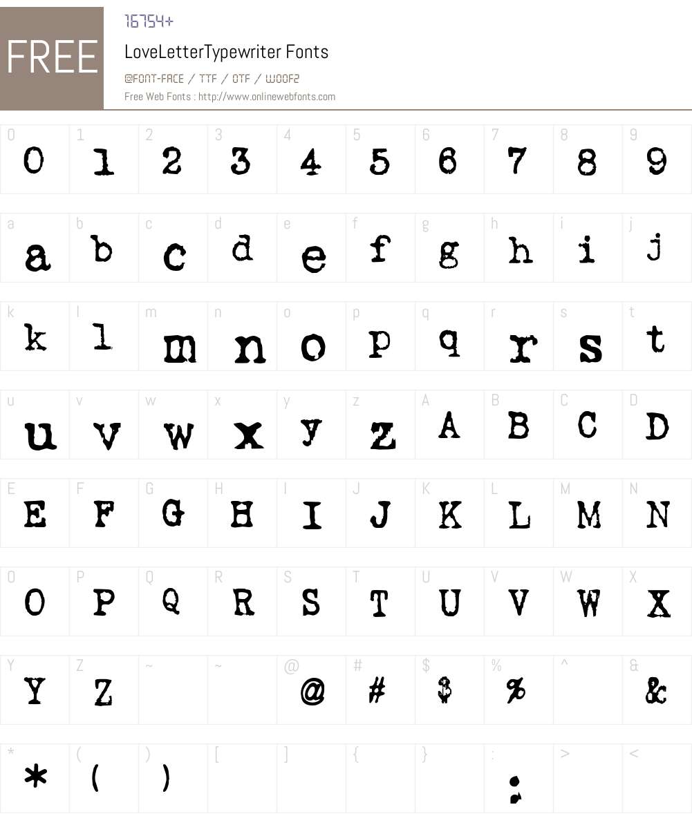 LoveLetterTypewriter Font Screenshots
