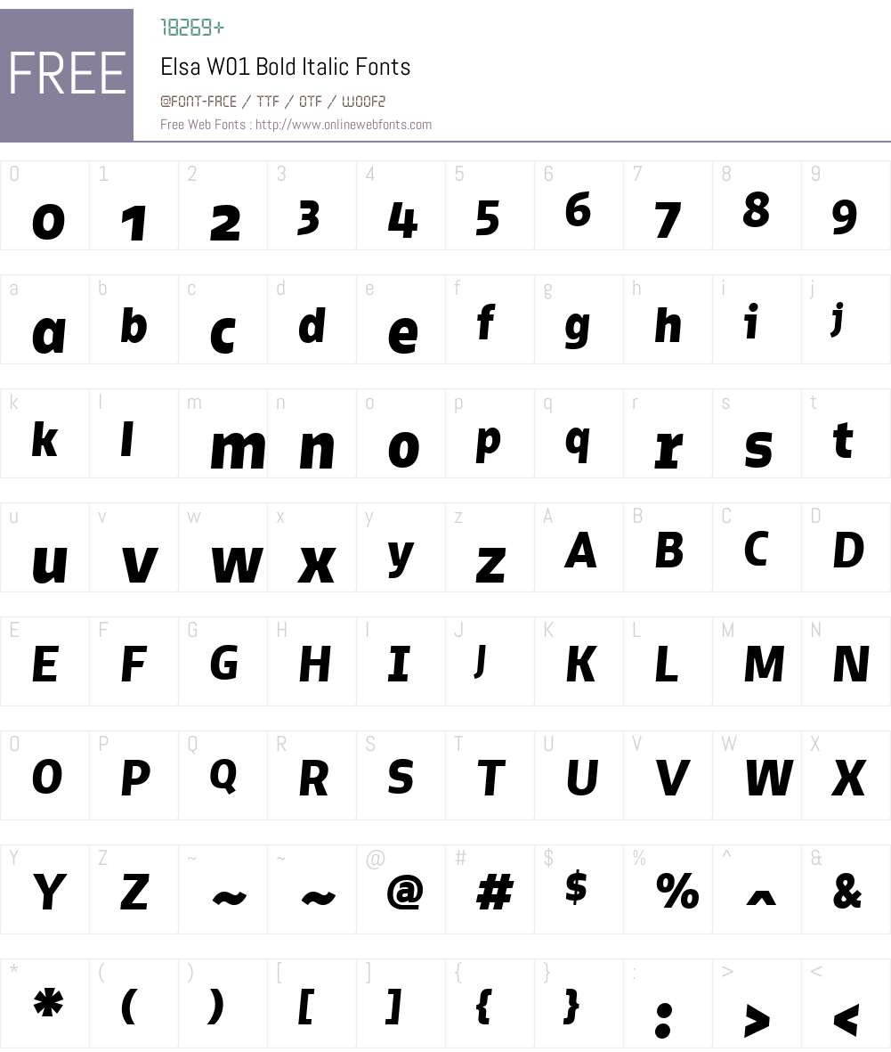ElsaW01-BoldItalic Font Screenshots