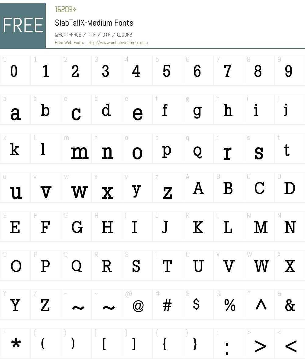 SlabTallX-Medium Font Screenshots