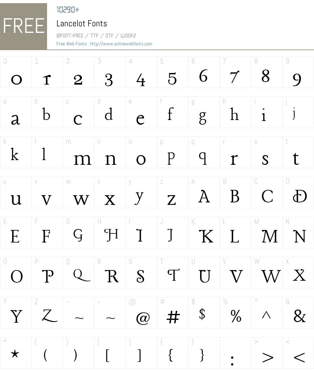 Lancelot Font Screenshots