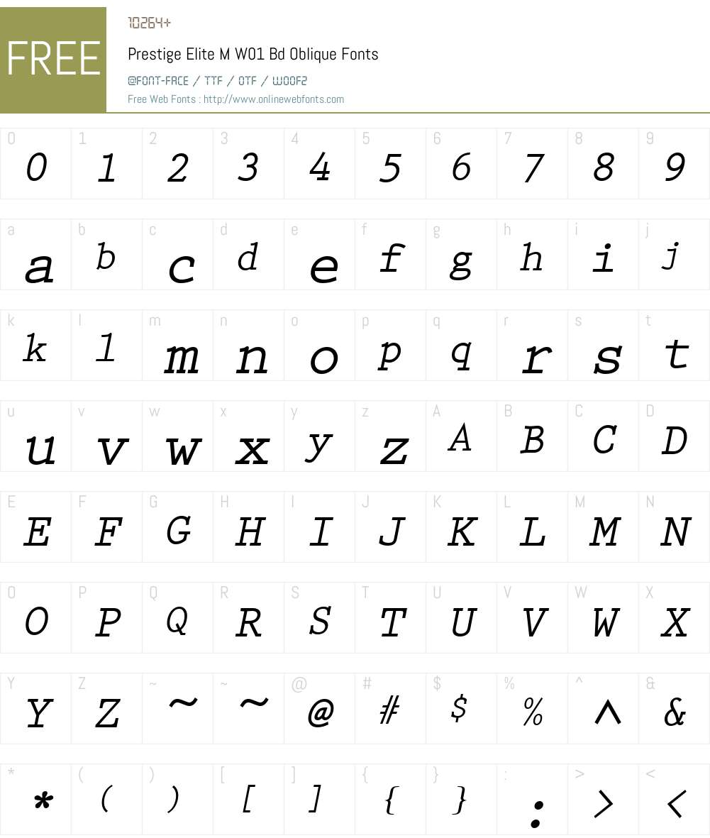 PrestigeEliteMW01-BdOblique Font Screenshots