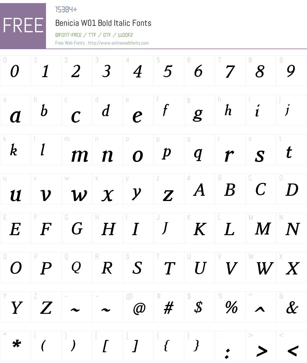BeniciaW01-BoldItalic Font Screenshots