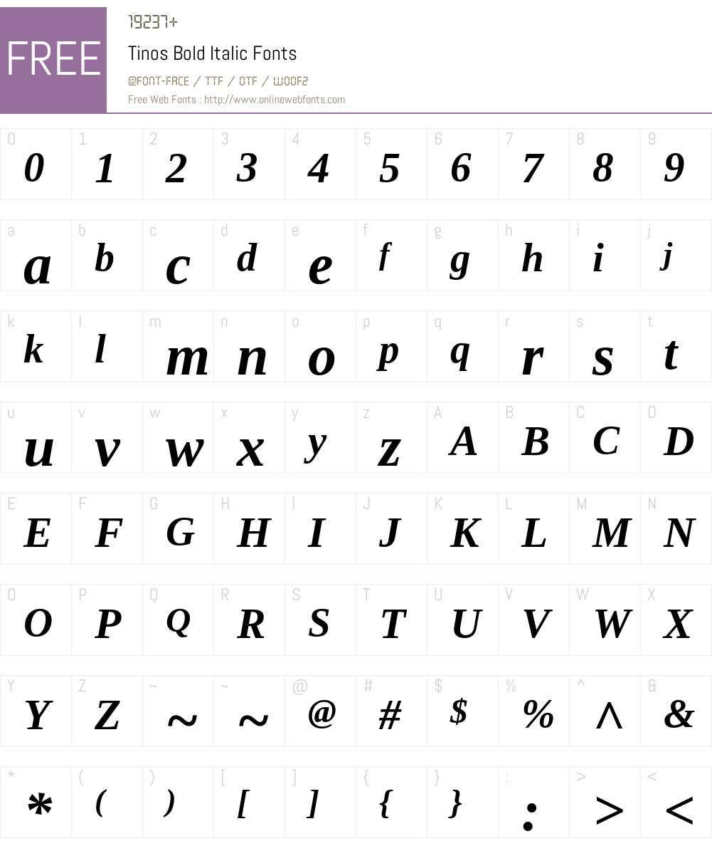 Tinos Font Screenshots