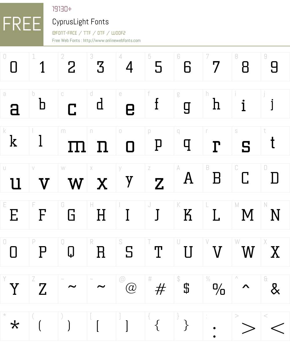 CyprusLight Font Screenshots