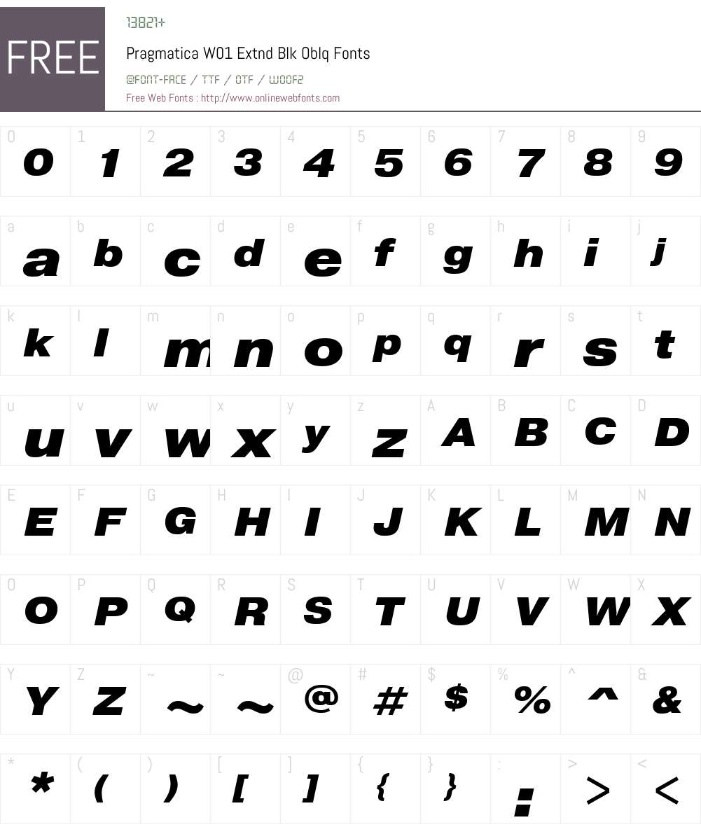 PragmaticaW01-ExtndBlkOblq Font Screenshots
