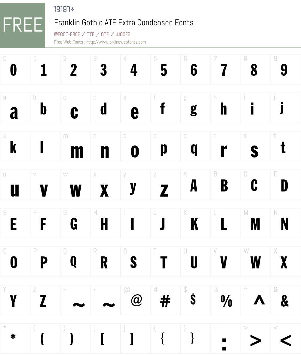 FranklinATFExtraCondensedBQ Font Screenshots