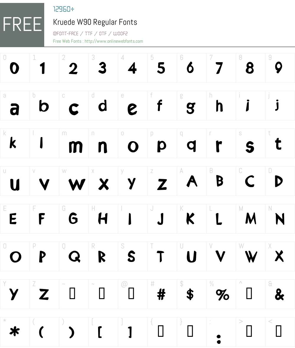 Kruede Font Screenshots