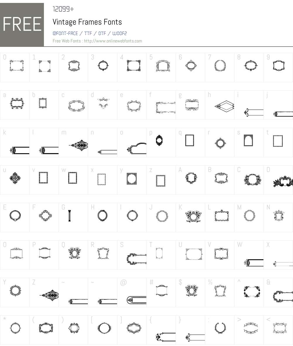 Vintage Frames Font Screenshots