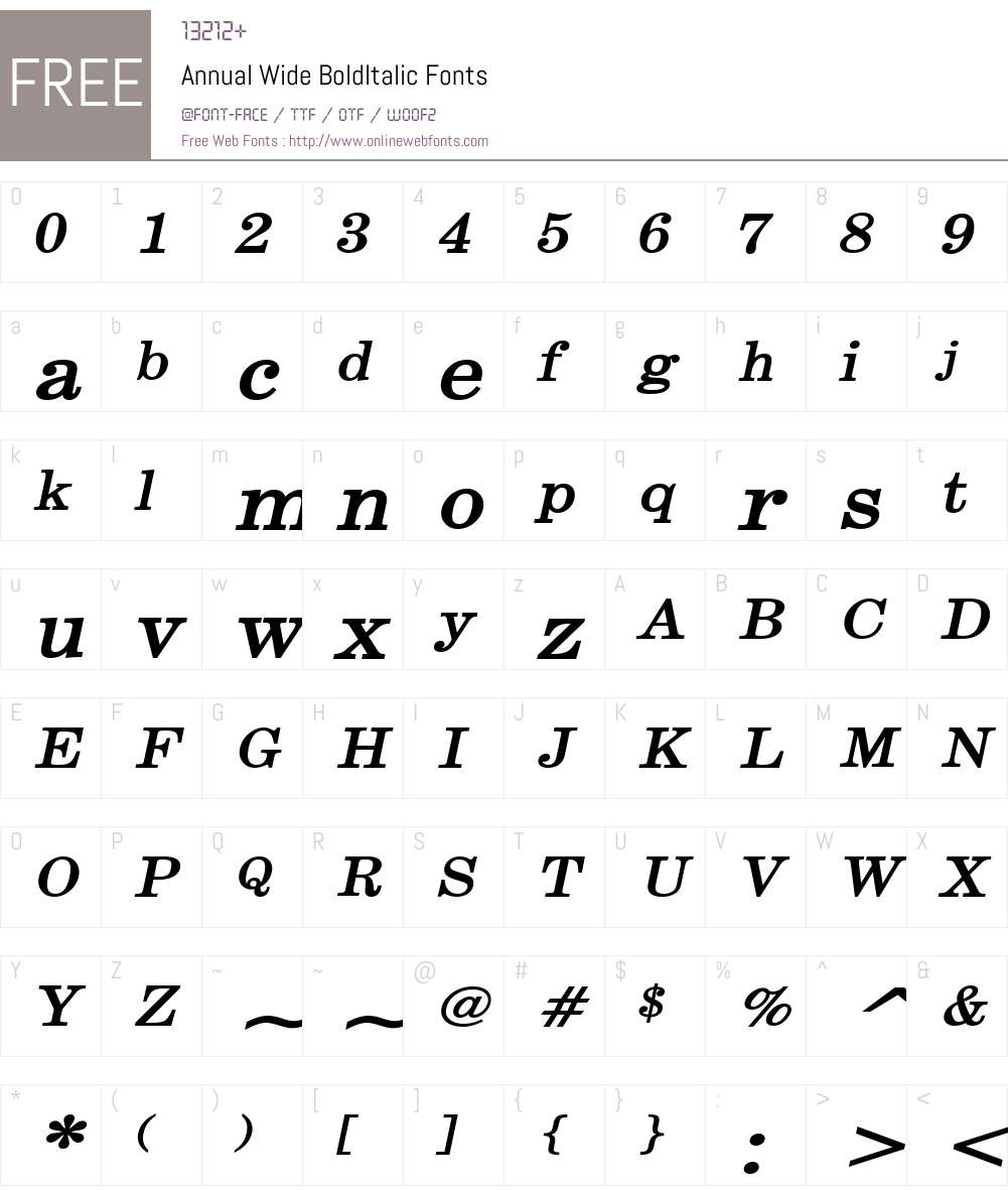 Annual Wide Font Screenshots