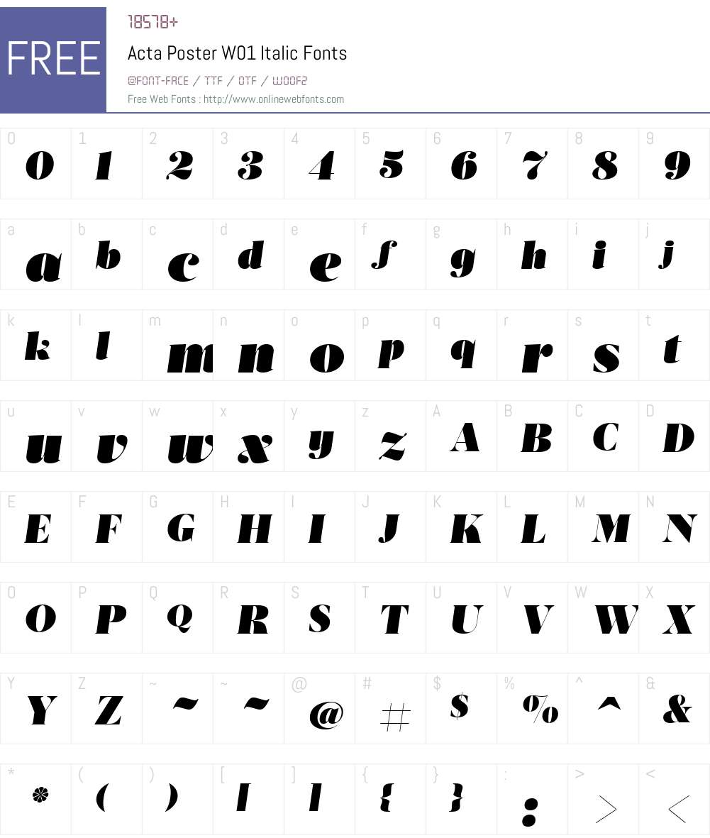 ActaPosterW01-Italic Font Screenshots