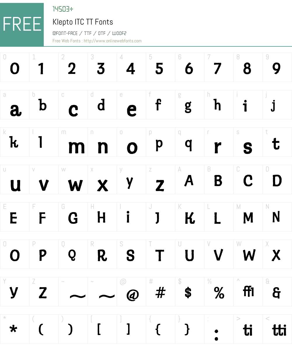 Klepto ITC TT Font Screenshots