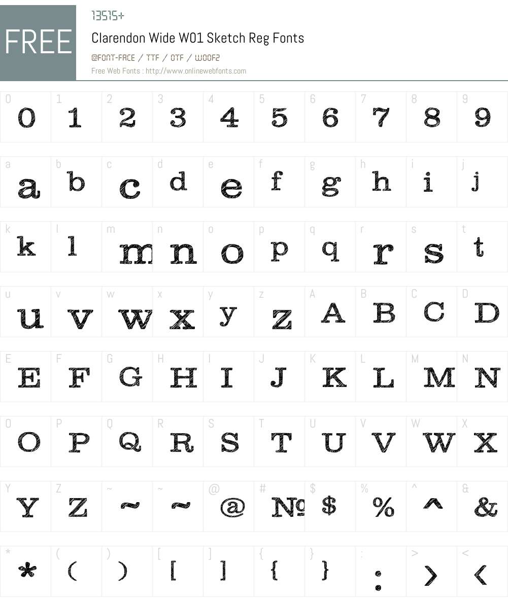 ClarendonWideW01-SketchReg Font Screenshots