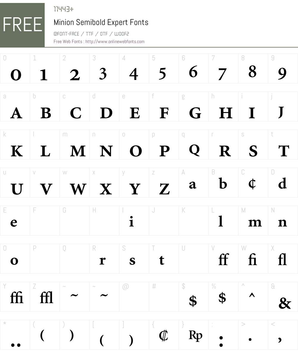 Minion Font Screenshots