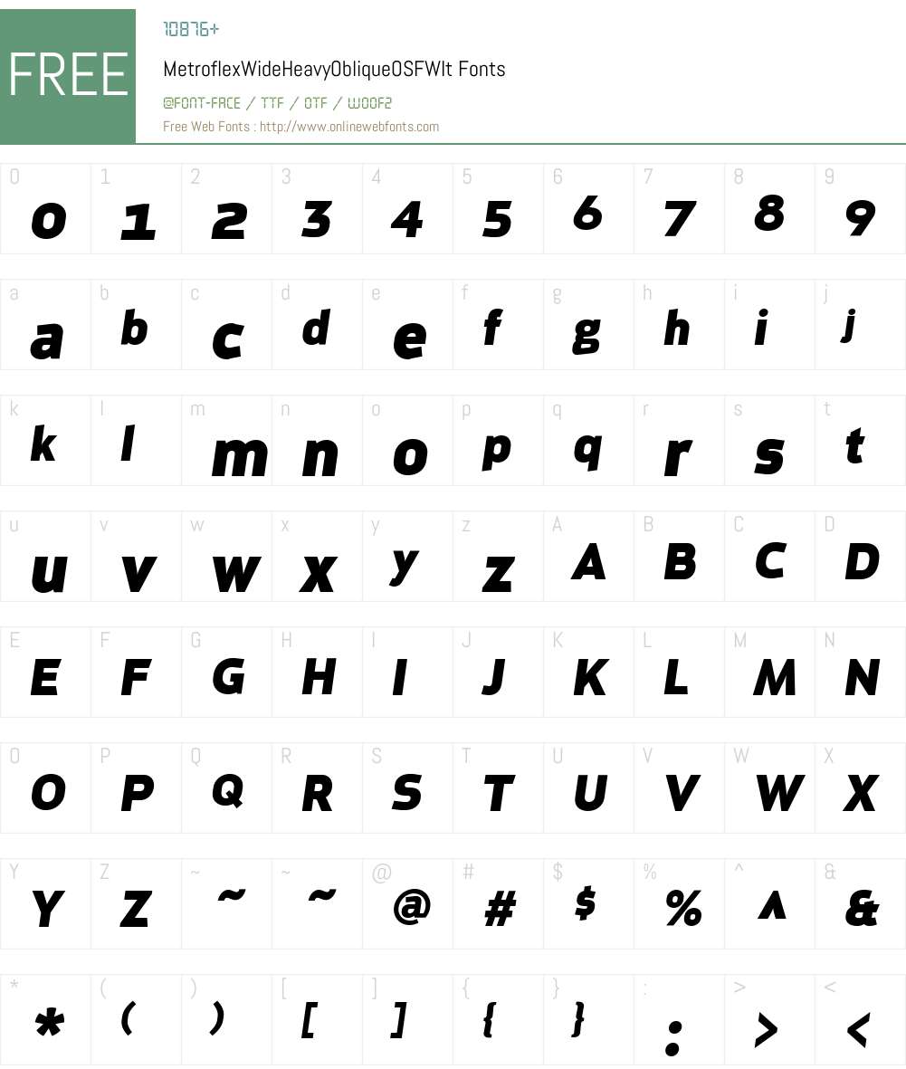 MetroflexWideHeavyObliqueOSFW-It Font Screenshots