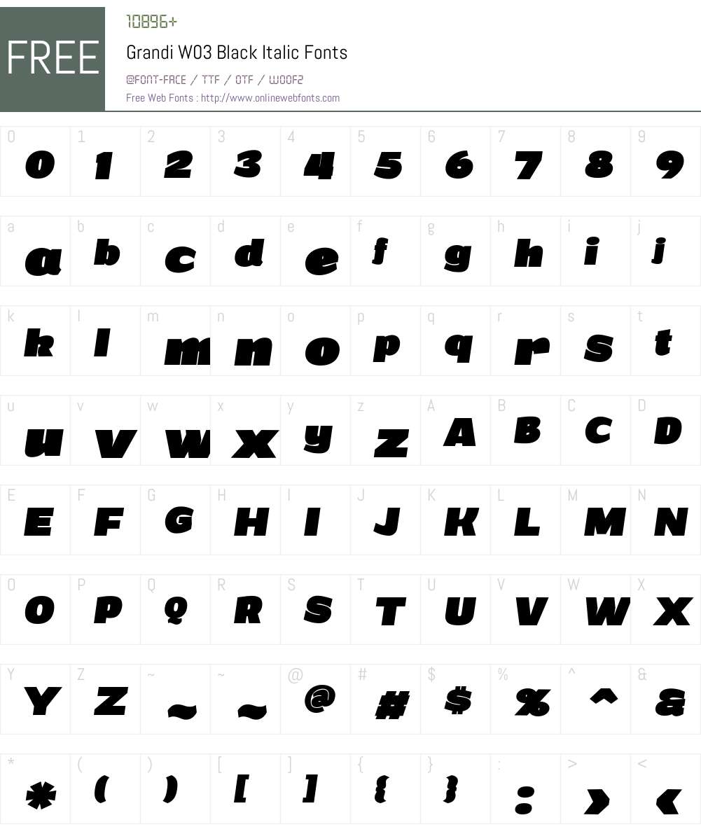 Grandi Font Screenshots