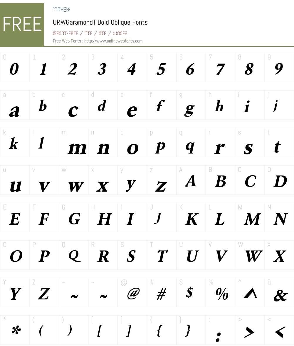 URWGaramondT Font Screenshots