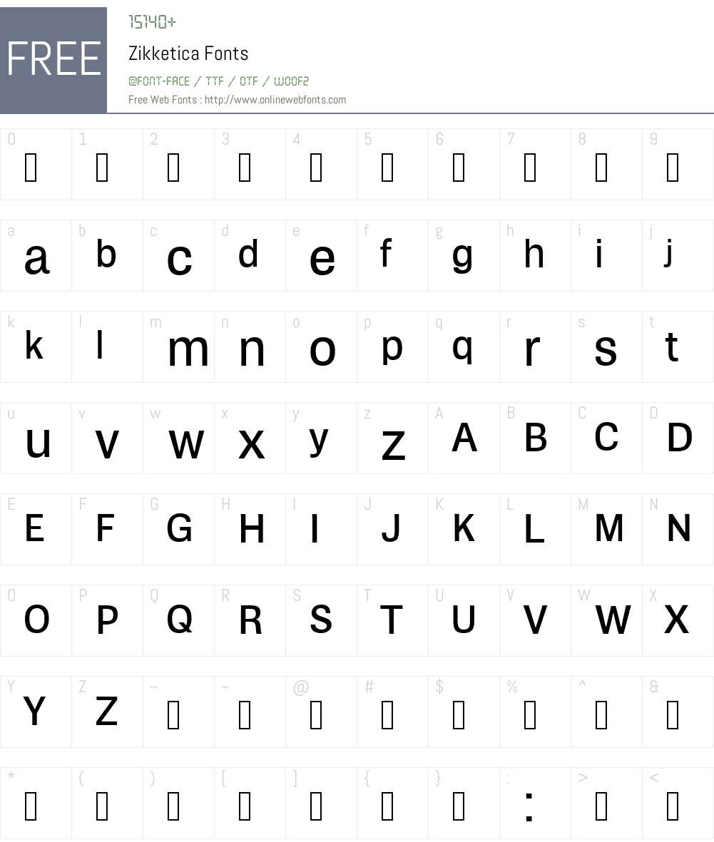 Zikketica Font Screenshots