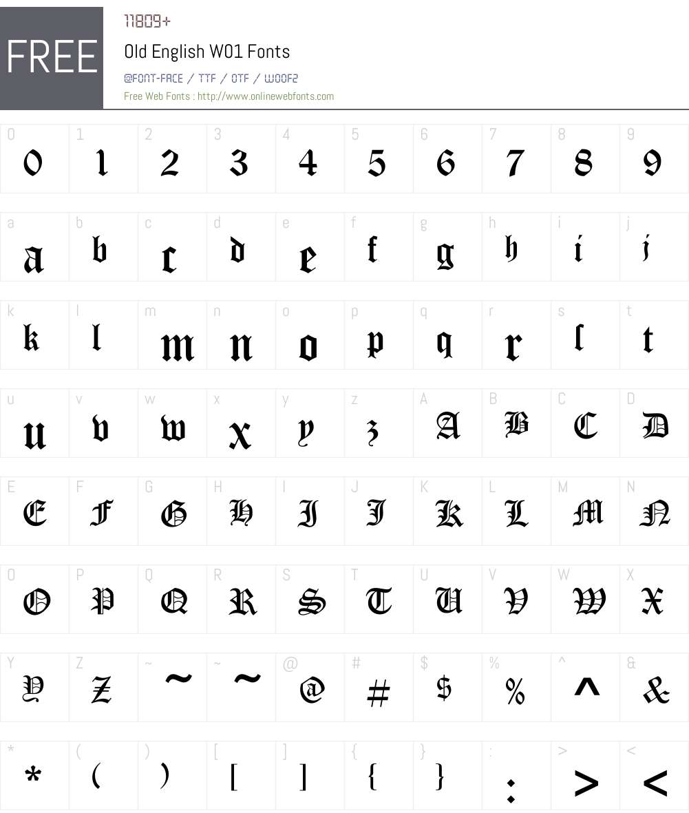 OldEnglishW01 Font Screenshots
