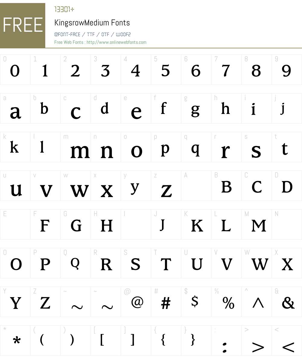 KingsrowMedium Font Screenshots
